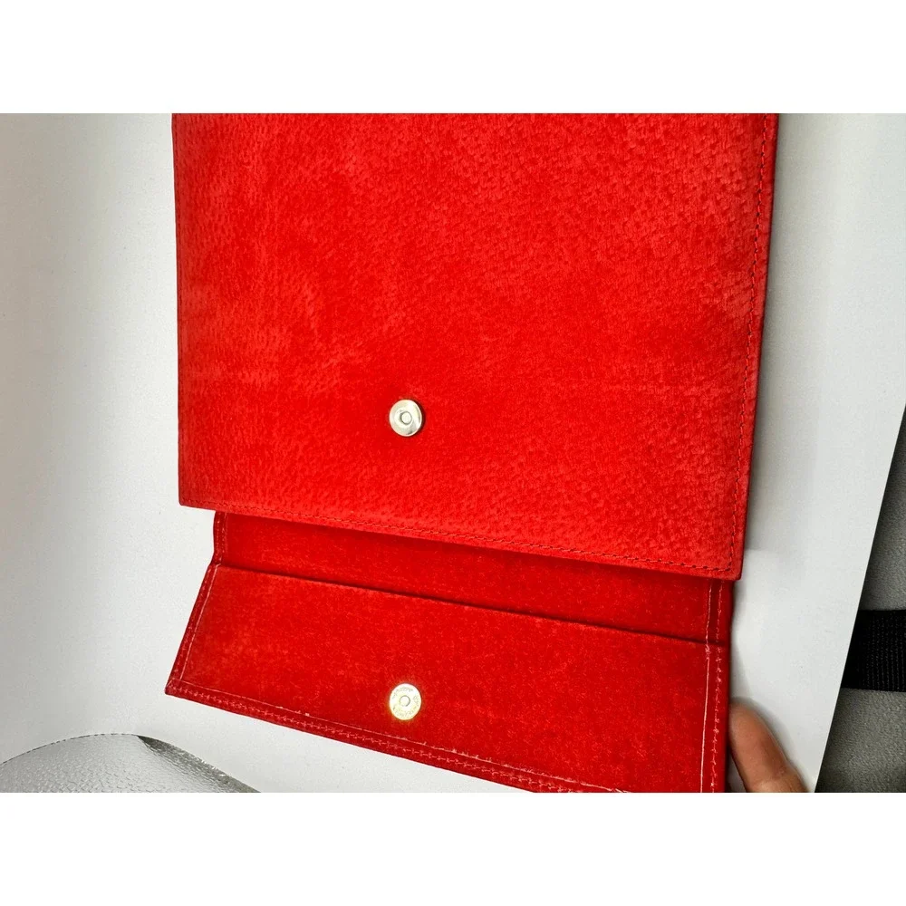 Genuine Red Suede Designer Journal Studded Magnetic Snap 368 Ruled Pages PSJ-01